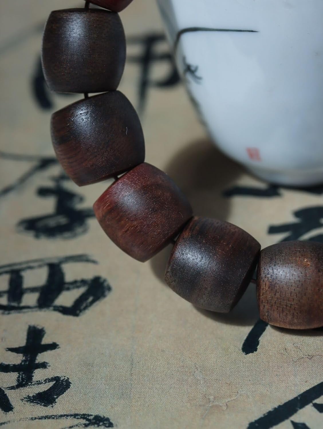 Agarwood 14mmx15pcs Fusen Red Earth Agarwood Skewers Submerged Grade Buddha Beads Rosary