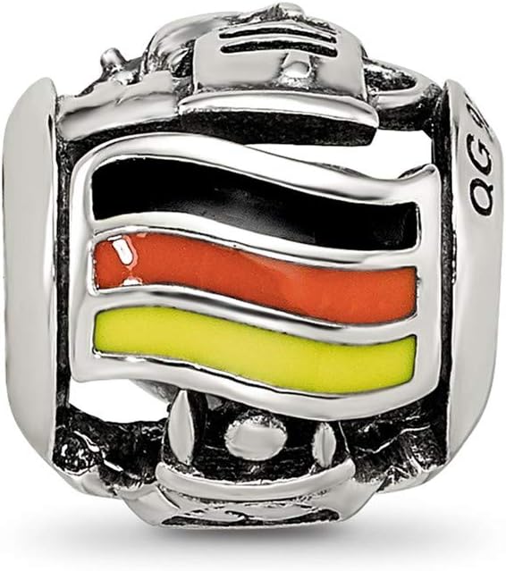 Sonia Jewels Solid 925 Sterling Silver Reflections Enameled Germany Theme Bead (10.6mm x 10.6mm)