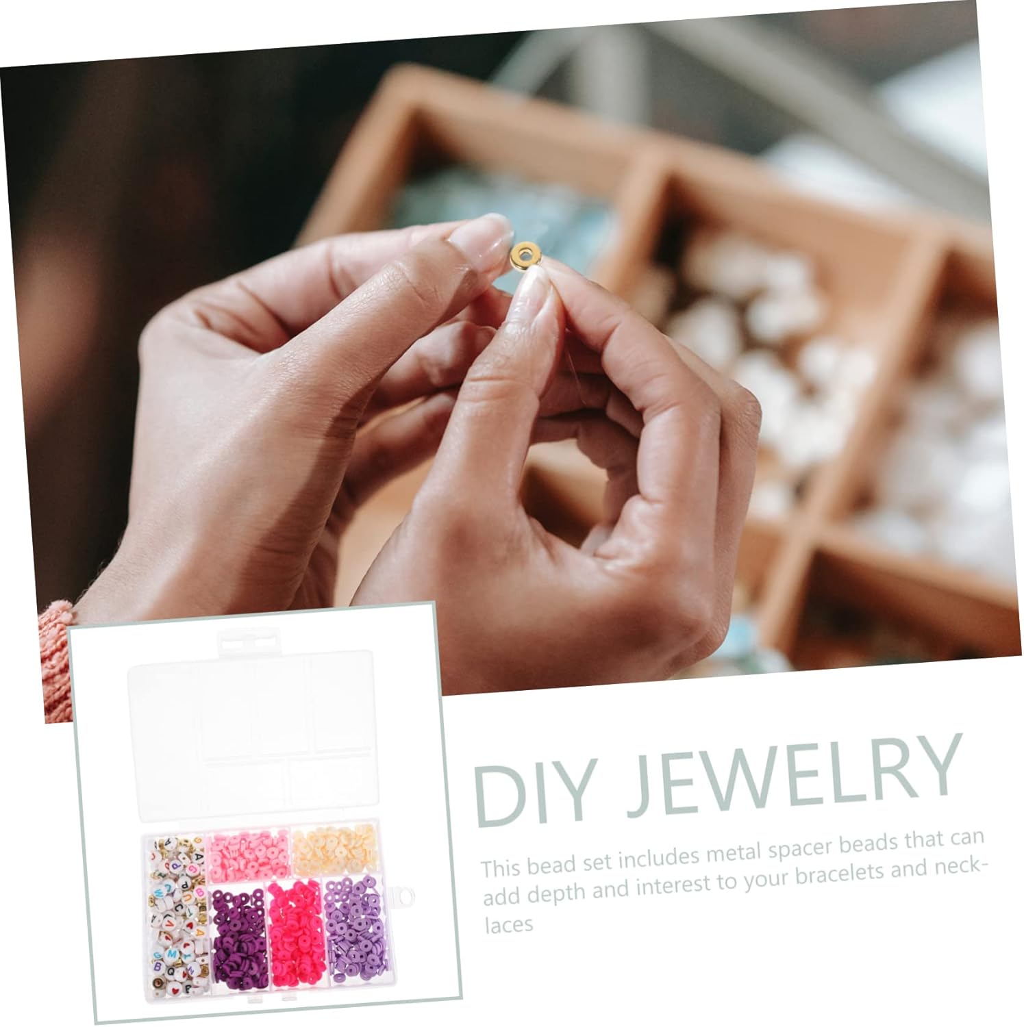 1 Box Soft Pottery Set Jewelry Beads Wreath Making Supplies Letter Beads Bracelet Kits Mini Accessories DIY Loose Beads Small Glass Beads Disc Necklace Polymer Clay (Pink 0.4X0.7X0.7CM)