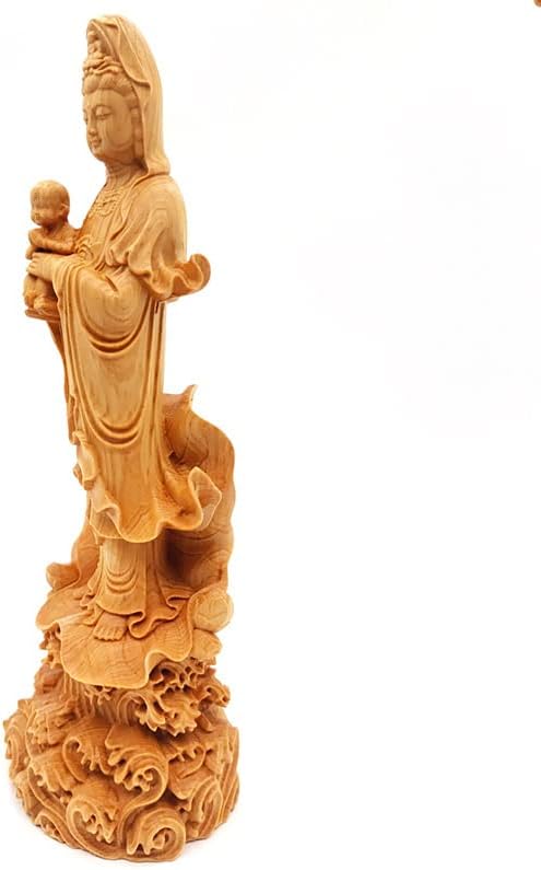 崖柏木送子观音摆件 客厅装饰工艺品规格：20×7×6.5cm 摆饰(崖柏木送子观音摆件)
