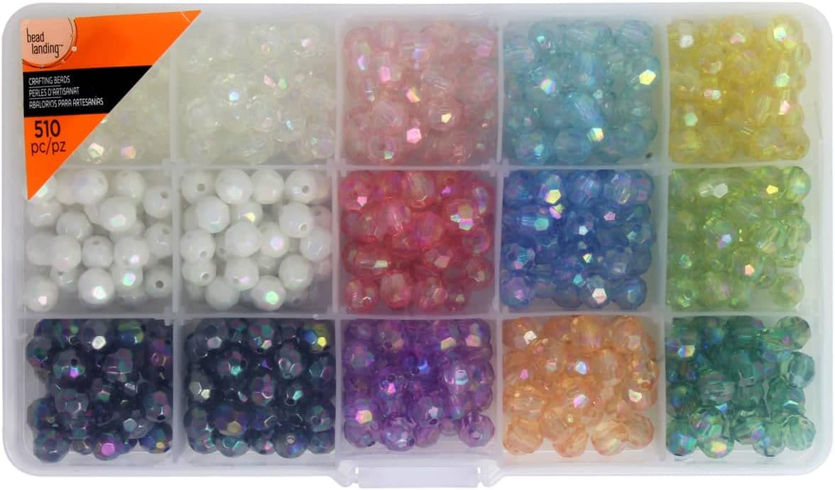 Bead Landing 12 Pack: Faceted Aurora Borealis Crafting Beads Box