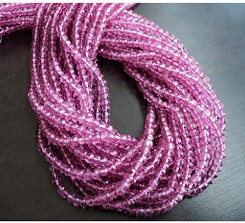 5 Strands, Wholesale Pink Coated Quartz Rondelle, Micro Faceted Rondelle Beads, 4mm Beads, 14 Inches Each Code-HIGH-48935