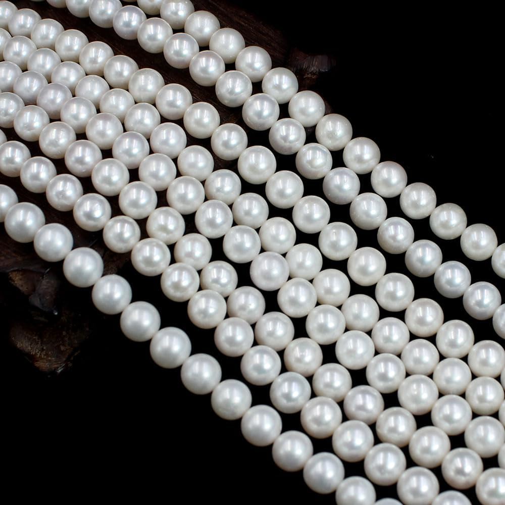 8-9mm 5A Grade Round White Freshwater Pearl Gemstone Beads Strand 15