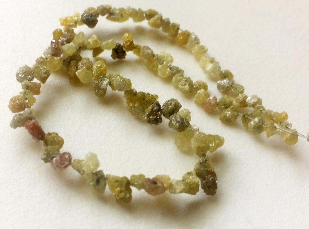 3.5-6mm Yellow Rough Diamond Drops, Yellow Raw Diamond Beads, Yellow Diamond Briolettes, Conflict Free Diamonds For Jewelry (4.5IN To 9IN), 3.5-6 MM