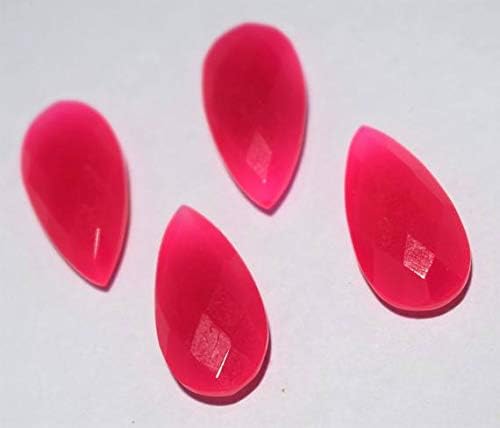 Hot Pink Briolettes - 20x10 mm Faceted Pear Shaped Briolettes- Pink Chalceny Pear Faceted - 4 Pieces Code-HIGH-53417
