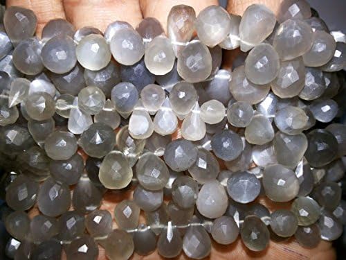13 inch natural beads strand of 6x8-8x10mm faceted drop gray moonstone gemstone briolletes beads for DIY jewelry - necklace, bracelet, earring, ring.