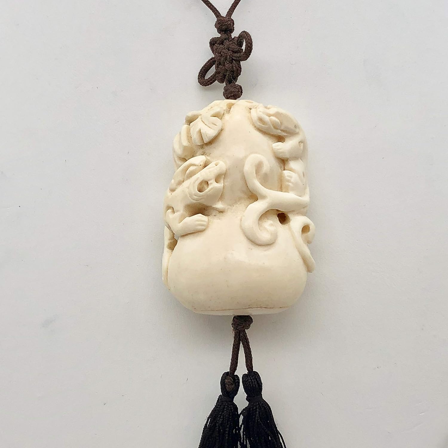 Intricate Waterbuffalo Bone Leopard Dragon Leaf Necklace 8128K for Jewelry Making