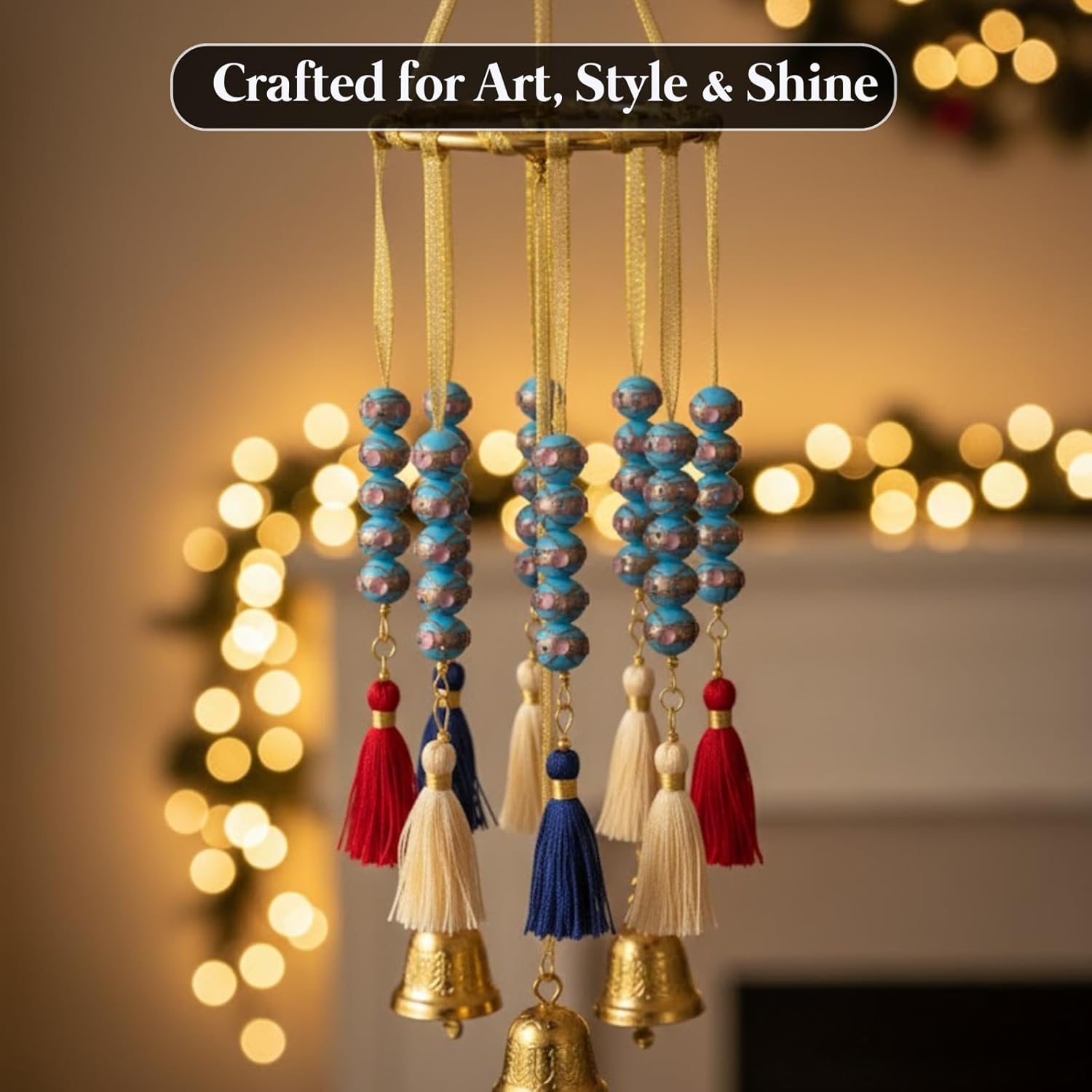 Handcrafted Blue & Golden Dual Tone Lampwork Glass Beads | 16mm Round Loose Beads with Pink & Blue Accents | Available in 10 Strands | Jewelry Making & DIY Crafts