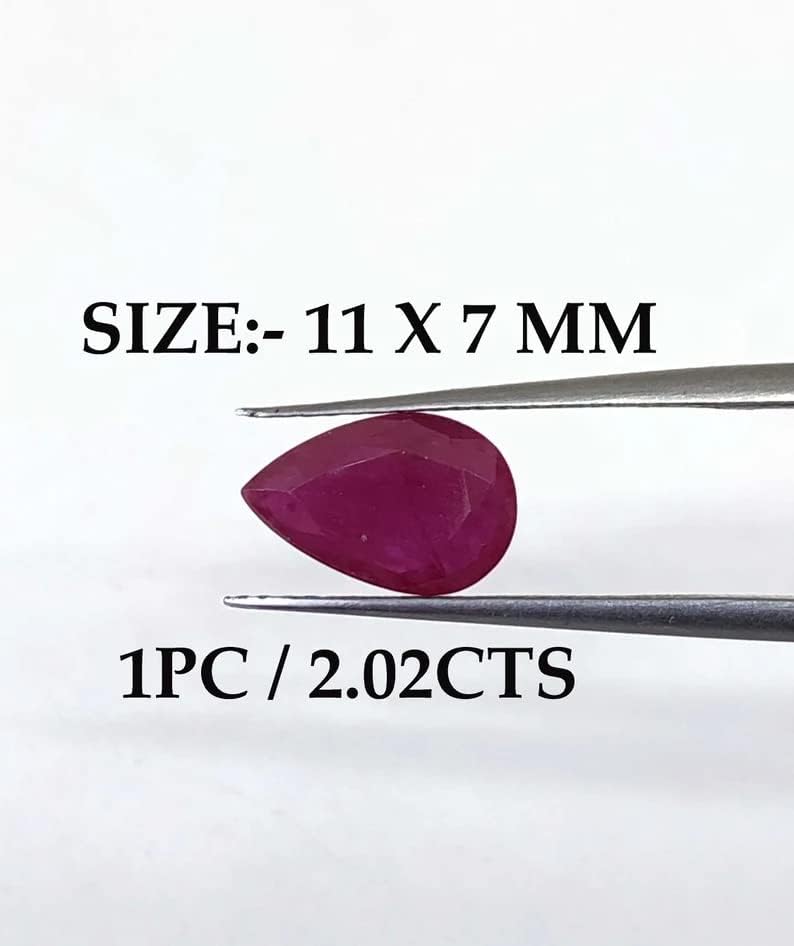 2.02 Ct Natural Ruby, Pear Shape, Size 11x7 mm, Cut Faceted Loose Gemstone, Ruby For Making Pendant, Ring, Jewelry, July Birthstone
