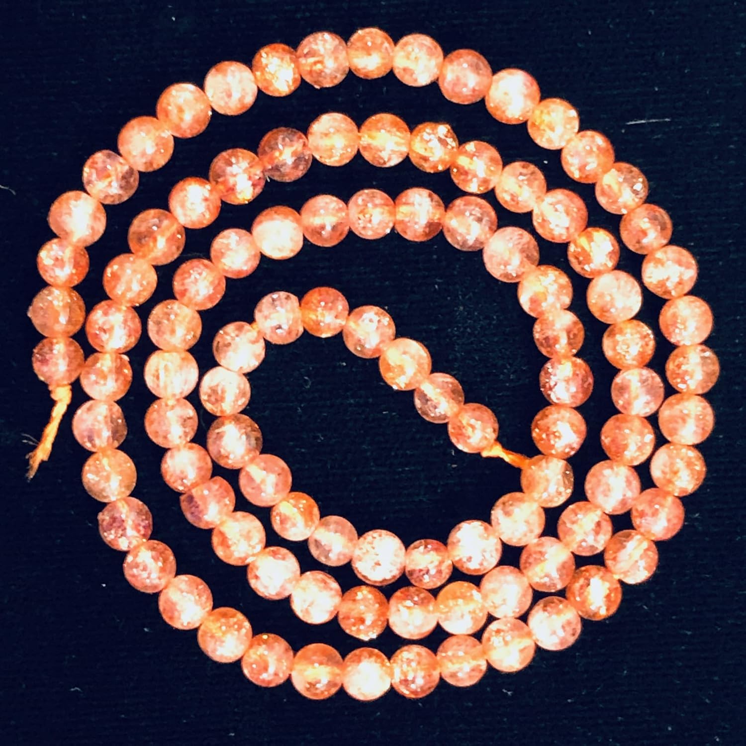 Sunstone Strand Round Beads | 4 mm | Orange | 98 Beads |