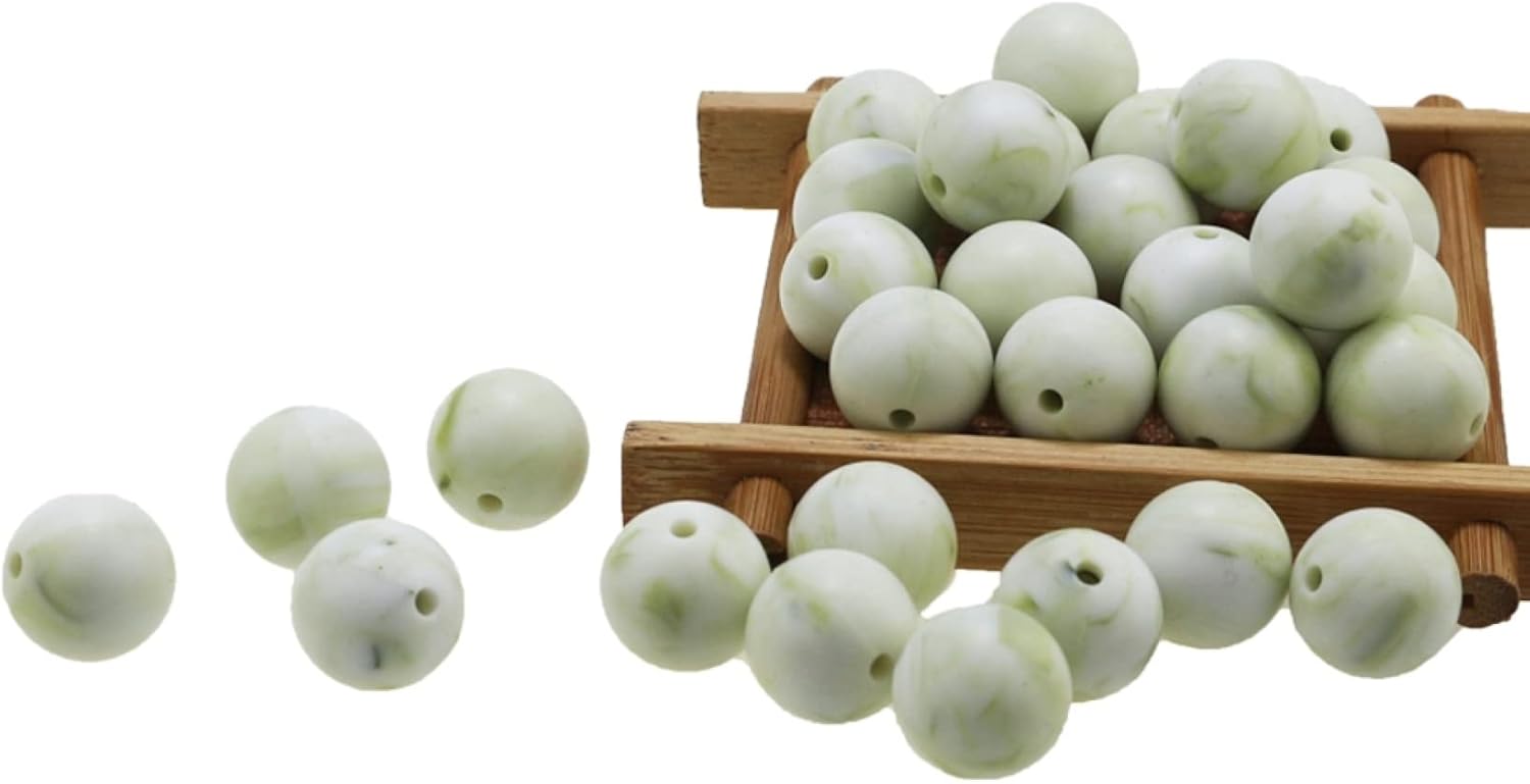 Silicone Beads Bulk 10mm 12mm 15mm 20mm DIY Necklace Bracelet Keychain Making Craft Set Jewelry, Colorful Silicone Beads Bulk Round Marble Silicone Beads Loose with Accessories (15mm Red)