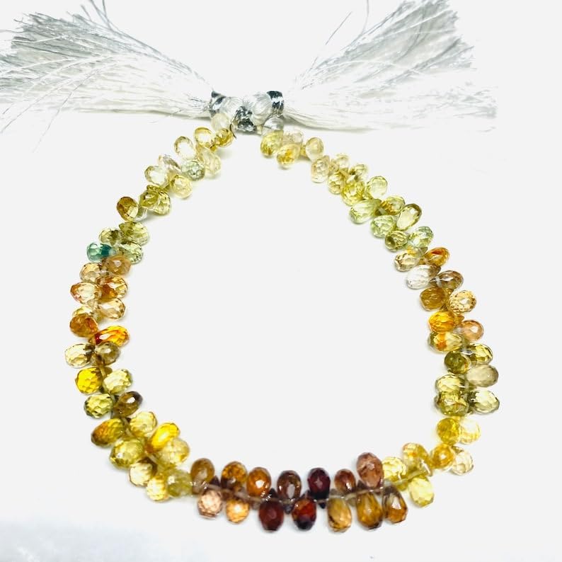 Natural Zercon Drop Smooth Beads 4 mm 8 inch Long String Jewelry Making Gemstone Beads for Necklace Bracelet