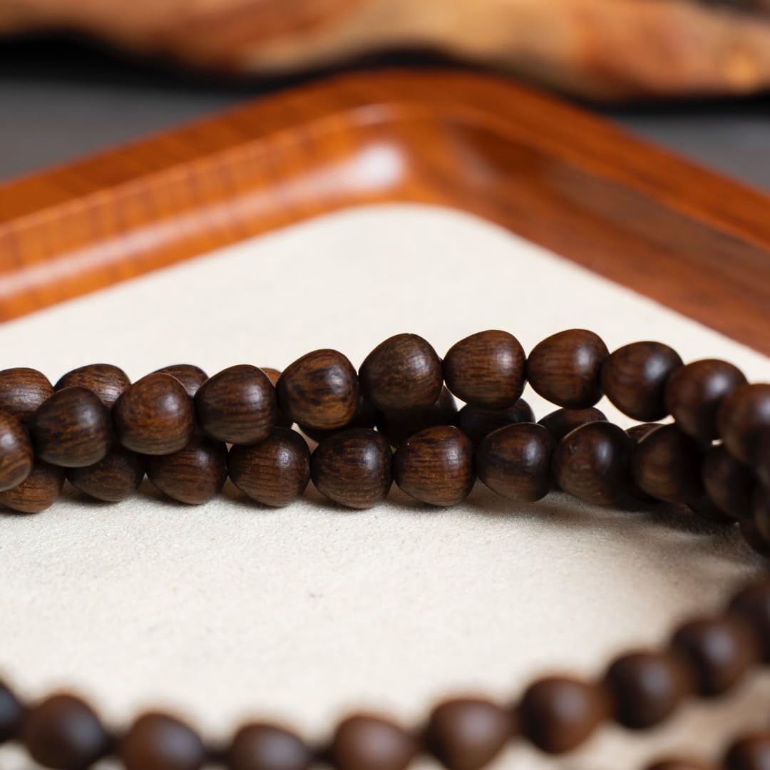 Fusen Red Clay Agarwood Beads 6×6mm*108 Pieces Sweet Plum Aroma, Cooling, Water-Sinking Grade