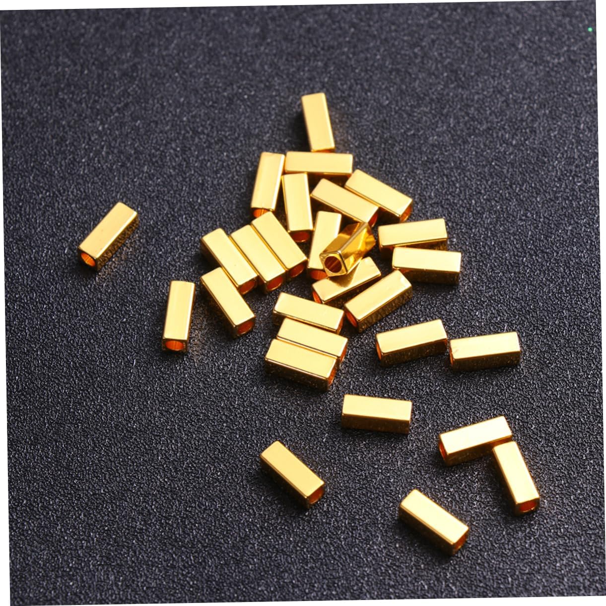 50pcs Necklace Bracelets Jewlery Charm Spacer Beads Metal Loose Beads Metal Shims Copper Tube Spacers (As Shown Size 1)