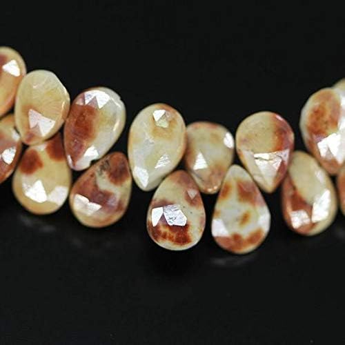 LOVEKUSH LKBEADS Mystic Bi Color Prehnite Faceted Pear Drop Gemstone Craft Loose Beads Strand 4 Inch Long 8mm 11mm Code-HIGH-1650