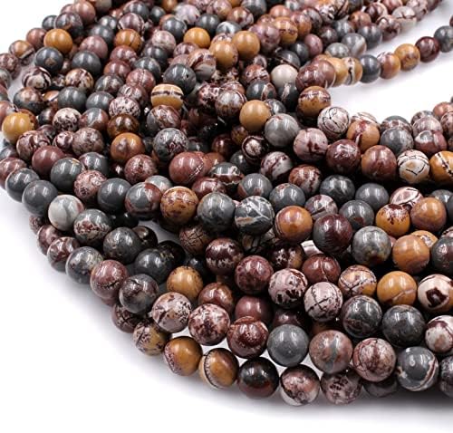 13 inch Strand of Natural gem Dendritic Rhyolite, 6 mm Round Smooth Beads for DIY Jewelry Making. | Beads_03727, as per photo