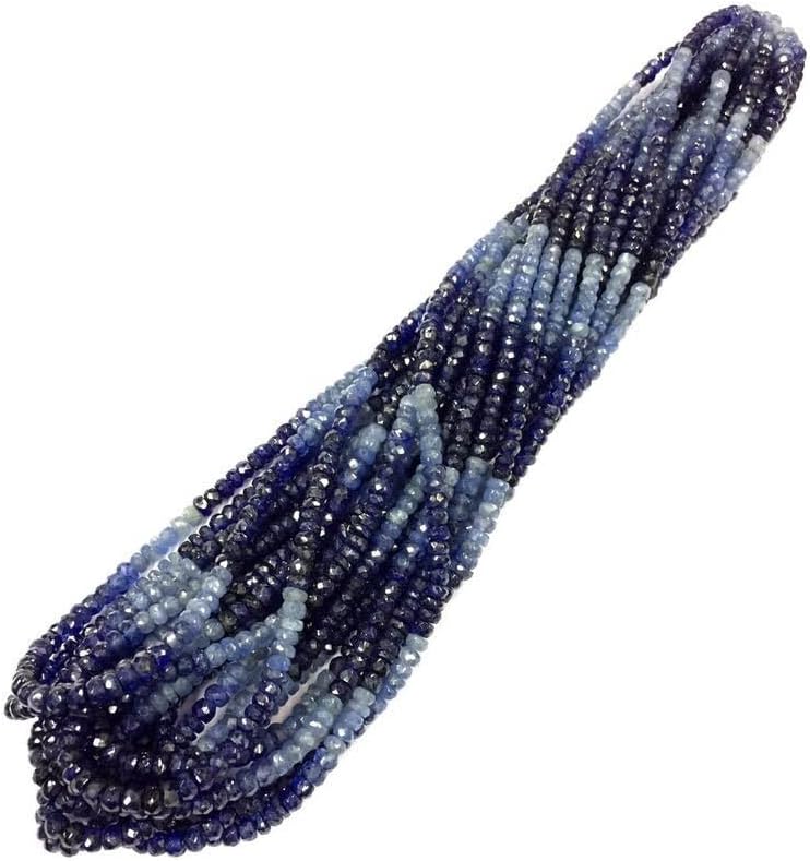 Natural Blue Sapphire roundelle facated Beads 4-5 MM 18 inch Long String Jewelry Making Gemstone Beads for Necklace Bracelet