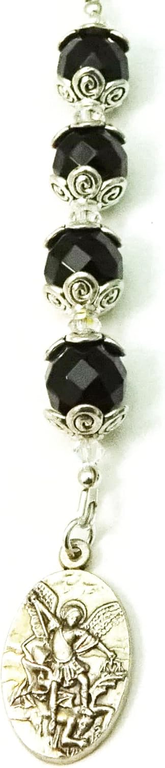 Catholic Prayer Beads St Michael Protector Small Chaplet Lapis Gemstone Blessed with Anointing Oil