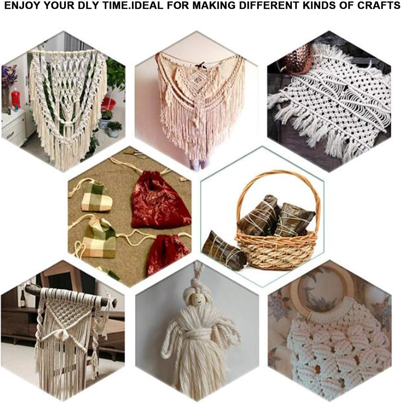 Cotton String Ball, Elastic Cord, Thread Beading String,Macrame Cord 3mm 500m 800m 100m,DIY Cotton Rope Natural,Macrame Rope for Wall Hanging Plant,Crafts Knitting,Handmake Tapestry Decorative 800m (