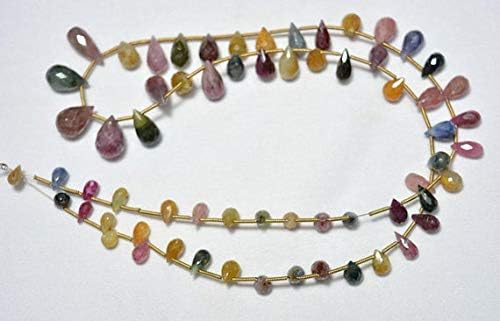 Multi Sapphire Gemstone Beads, Natural Sapphire Faceted Tear Drops Beads, Gemstone for Jewelry, 6x4mm - 6x15mm, 23 Inches Strand Code-HIGH-31168