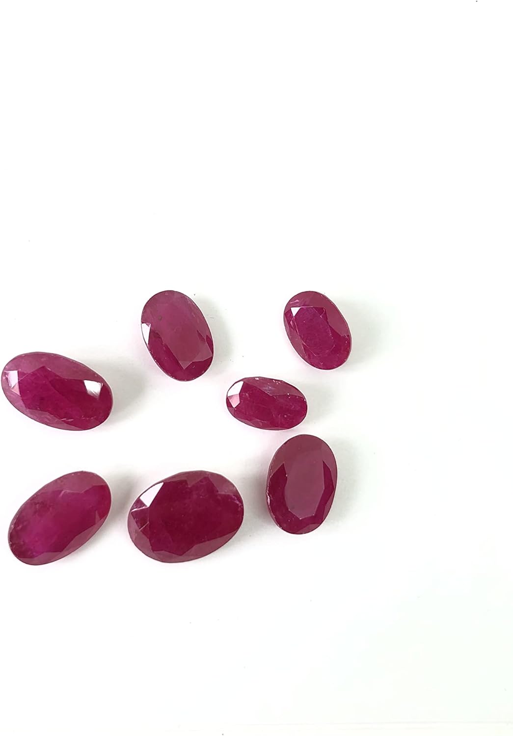 21.50 Ct Natural Luster Ruby Oval Size 8 To 12 mm Cut Faceted 7 Pcs Layout Ruby Best For Making Pendant, Ring, Earring Jewelry-5280 (Ruby With Certificate)