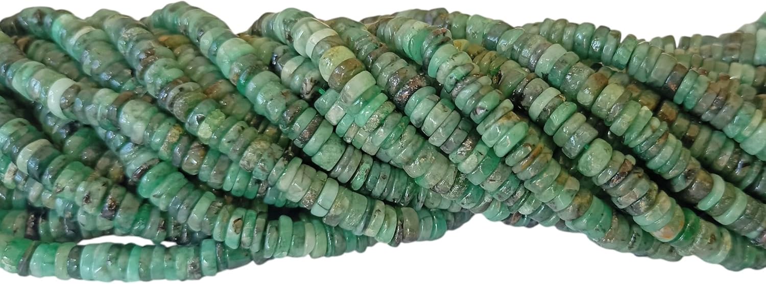 Natural Emerald Wheel Shape Beads -16