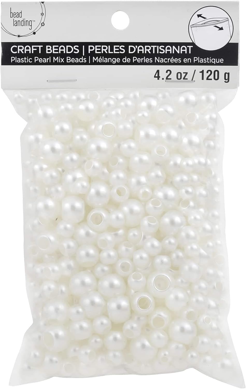 Bead Landing White Pearl Plastic Round Craft Beads, 12 Pack