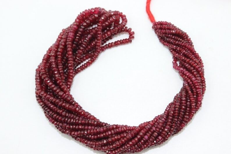 Natural Longido Ruby Faceted Rondelle 3mm Beads Strand for Jewelry Making