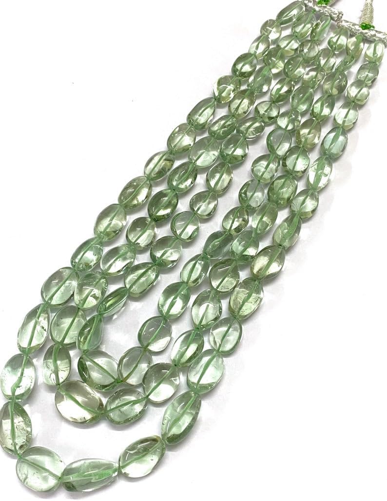 Natural Green Amethyst Nugget Smooth Beads 10x15-14x18mm 22 inch Long String Jewelry Making Gemstone Beads for Necklace Bracelet