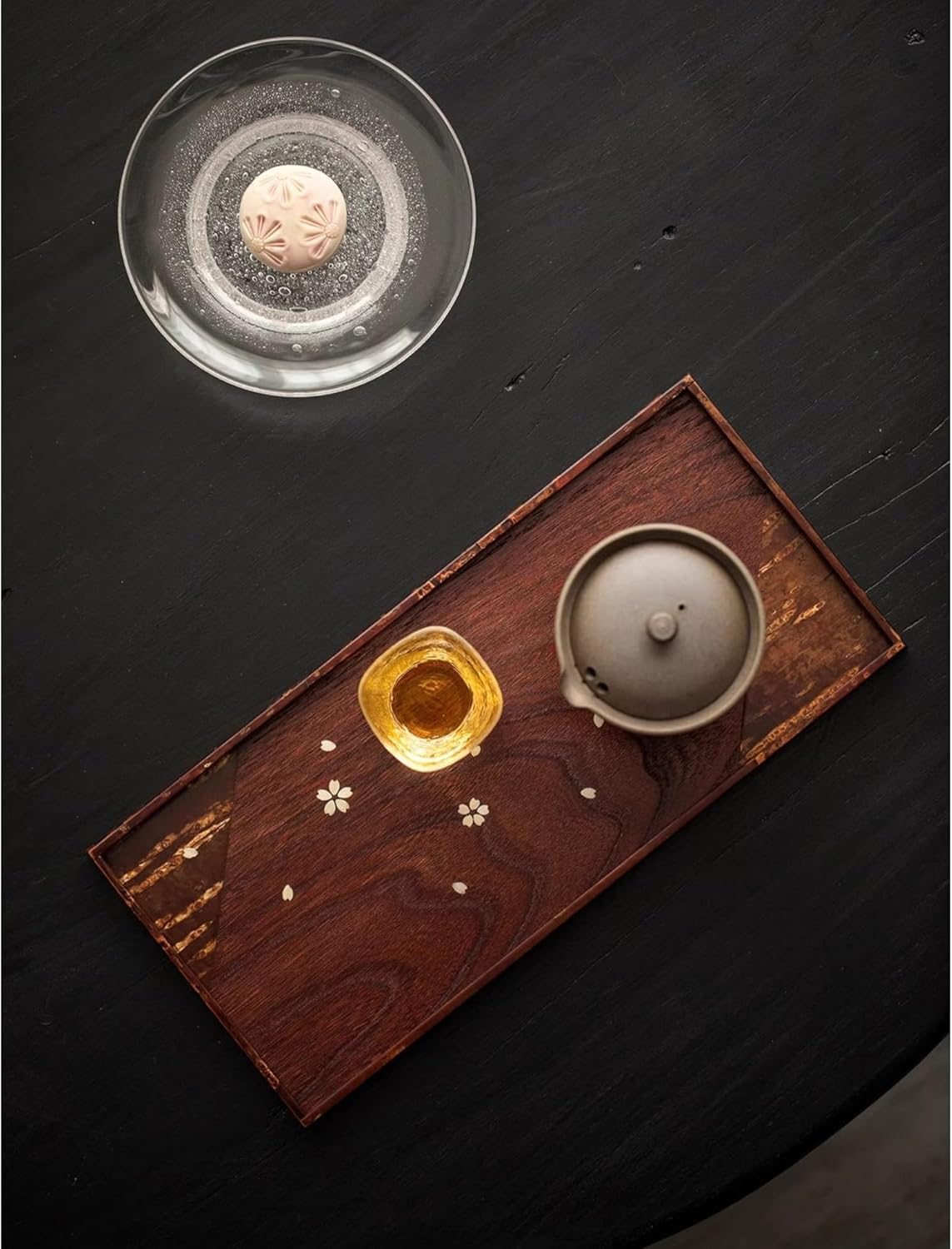 Cafeteria Tray Kakunodate Birch Cherry Bark Round Retro Stitching Retro Tea Table Dessert Plate Meal Tray Serving Trays(D)