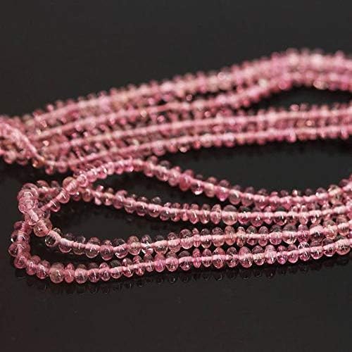 Natural Pink Tourmaline Smooth Micro Rondelle Loose Craft Beads Strand 14 Inch Long 3mm Code-HIGH-1270