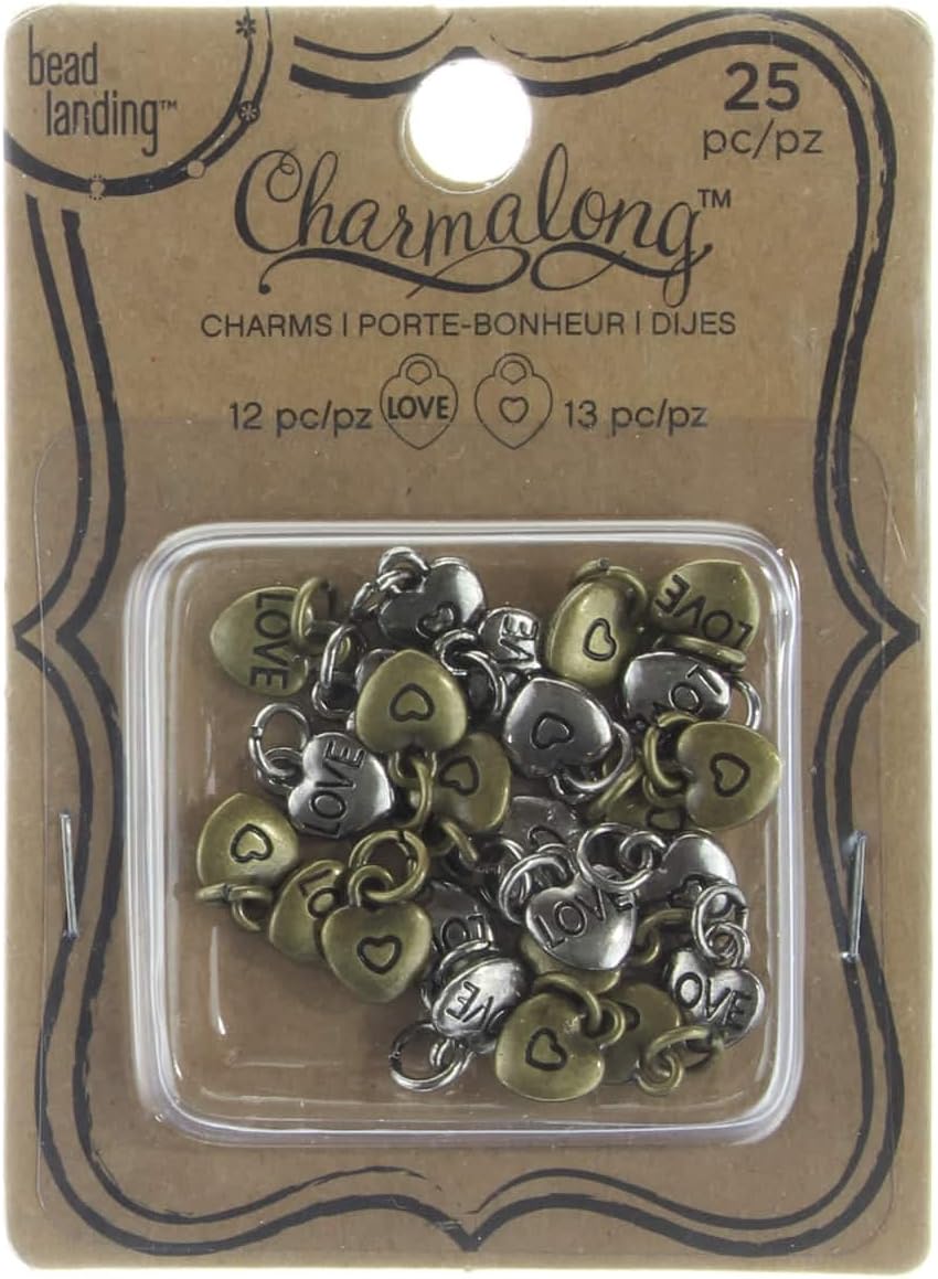 Bead Landing 12 Packs: 25 ct. (300 total) Metal Heart-Shaped Charms