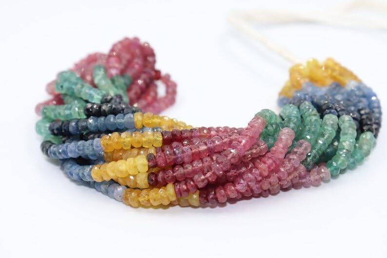 Multi Precious Faceted Rondelle Beads 4.5-5 mm Multi Rainbow Beads Multi Sapphire Beads Rainbow Sapphire Beads