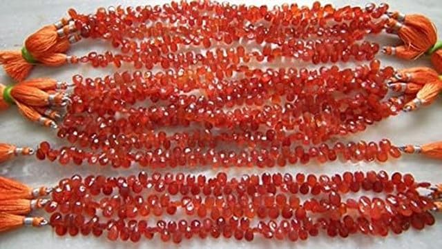 Natural Carnelian Faceted Pear Shape Briolette 6mm x 8mm 8.5