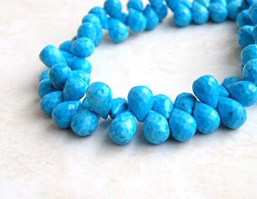 Howlite Dyed Turquoise Gemstone Blue Faceted Teardrop Briolette 9 to 10mm 55 Beads Full Strand Code-HIGH-58195