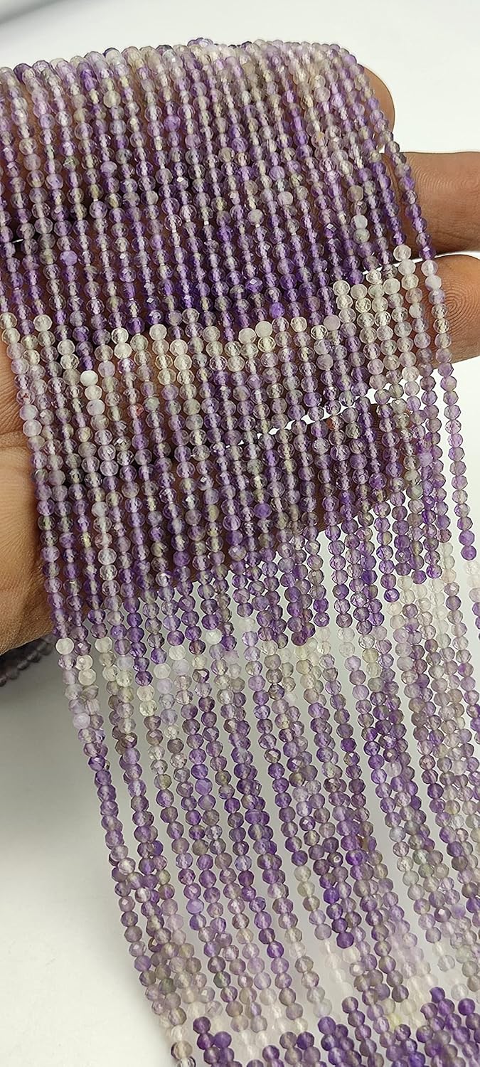 Hanumat Gems Lot of 10 Strands Natural Amethyst Micro Cut Faceted Rondelle Beads,Amethyst Faceted Beads,Amethsyt Rondelle Bead,Amethyst Micro Cut Bead,2-2.5MM Beads,13 Inches Strand.