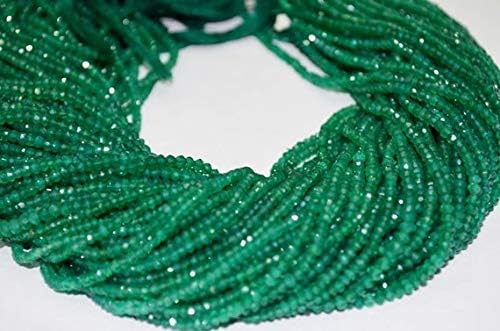 13 inch natural beads strand of 3-3.25mm faceted rondelle green onyx gemstone beads for DIY jewelry - necklace, bracelet, earring, ring.