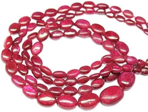 1 Strand red Ruby Oval Smooth 8'' Long Strand Gemstone Beads, Jewelry Supplies for Jewelry Making, Bulk Beads, for Meditation Jewellery for Reiki Healing Mystic Gemstone 7mm to 15mm