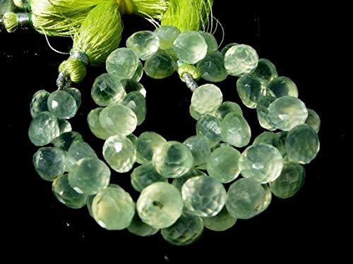 13 inch natural beads strand of 9-10mm faceted onion prehnite gemstone briolletes beads for DIY jewelry - necklace, bracelet, earring, ring.