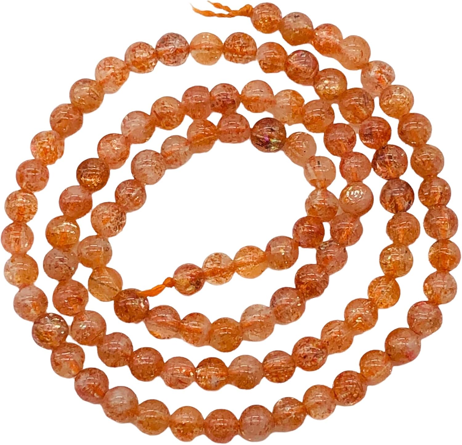 Sunstone Strand Round Beads | 4 mm | Orange | 98 Beads |