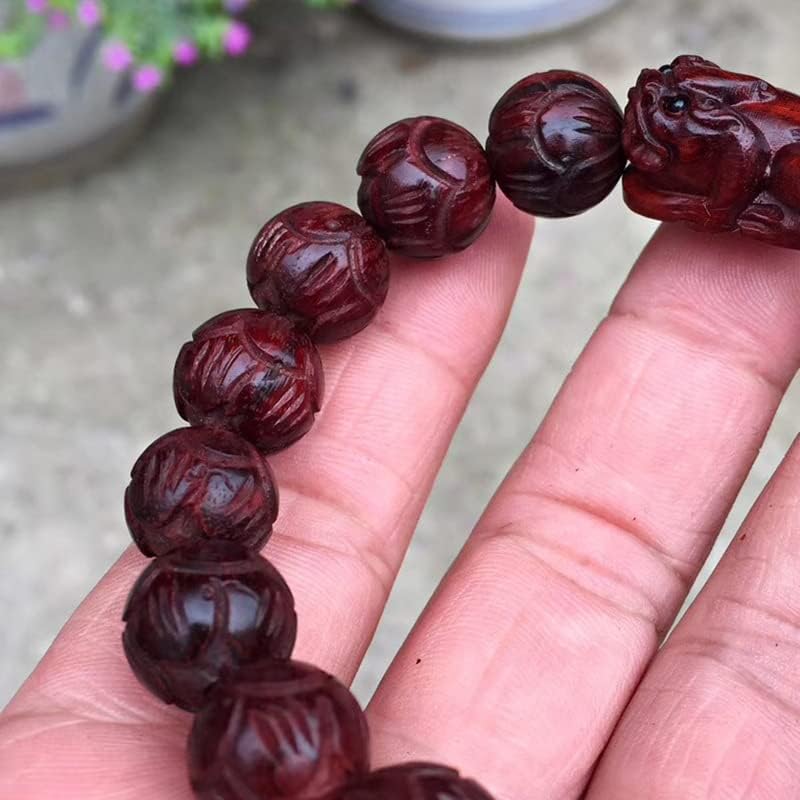 小叶紫檀【莲花貔貅】1.2雕刻莲花珠 配小叶紫檀貔貅佛珠手串(小叶紫檀莲花貔貅)