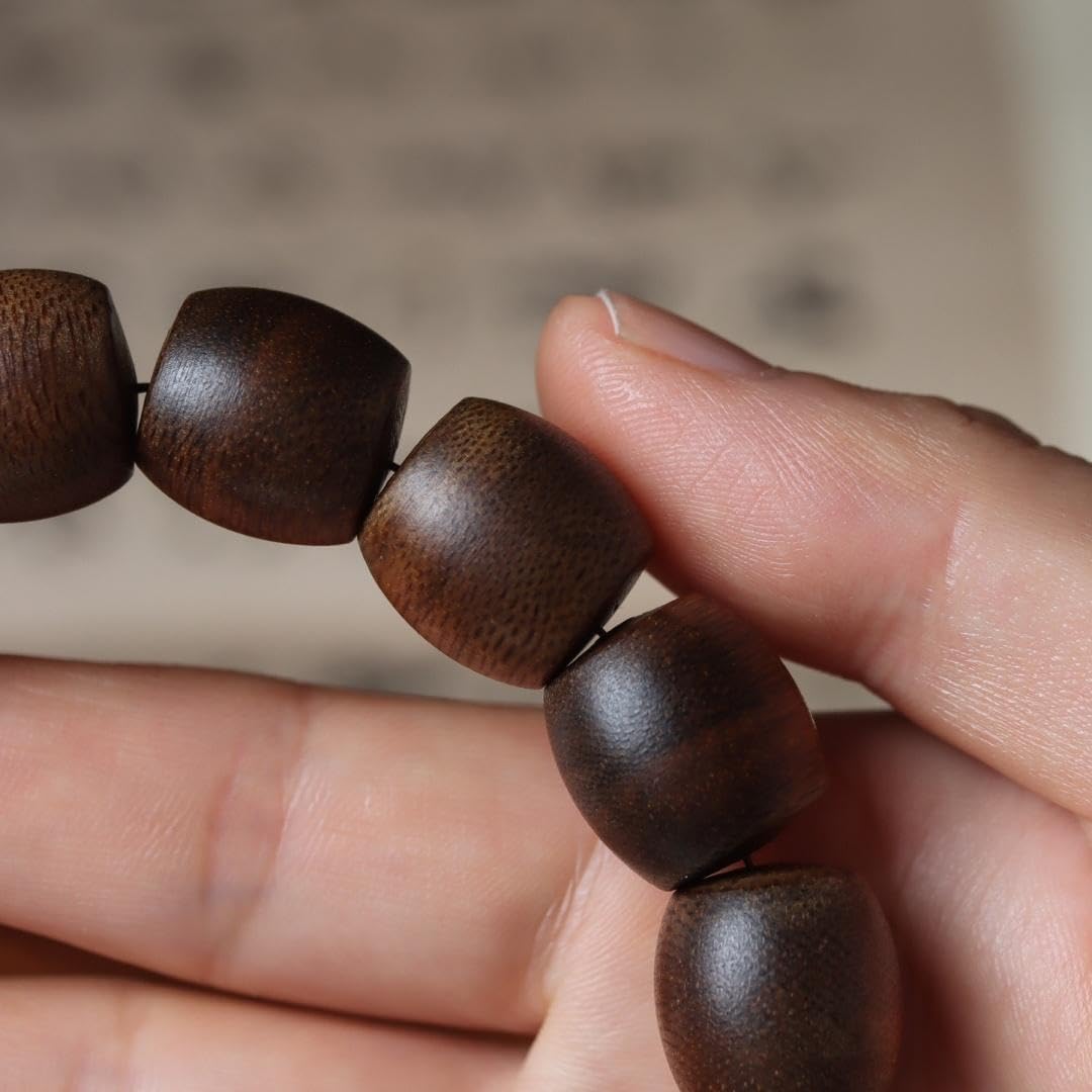 Hainan Green Agarwood Full Oil Sinking Grade Drum Bead 14mm*15 Pieces Sweet Floral Honey Scented Bracelet Candy Knot