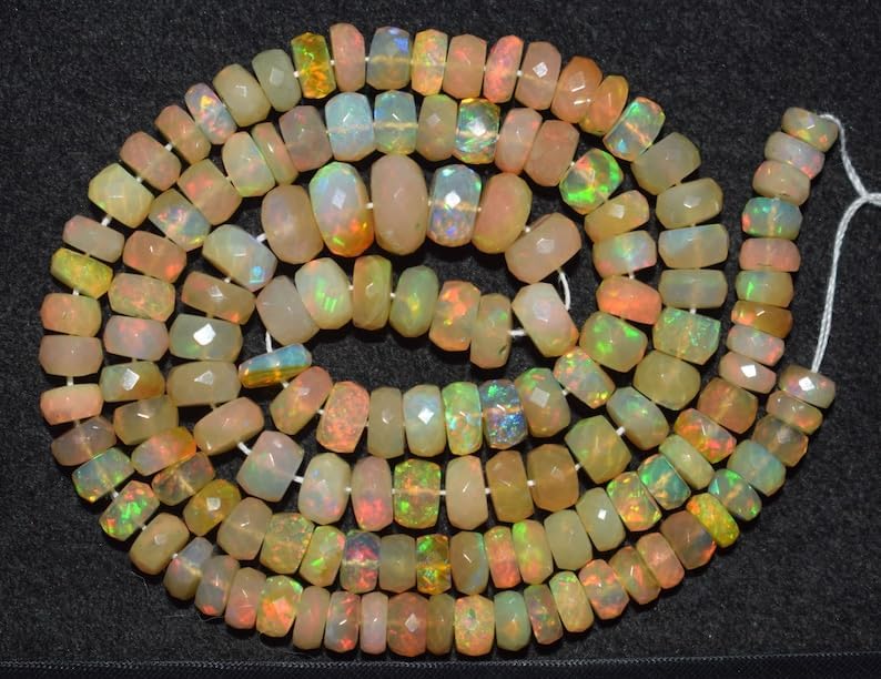 13 inch Strand of Natural gem Opal, 5-7mm rondelle Faceted Beads for DIY Jewelry Making. | Beads_05896