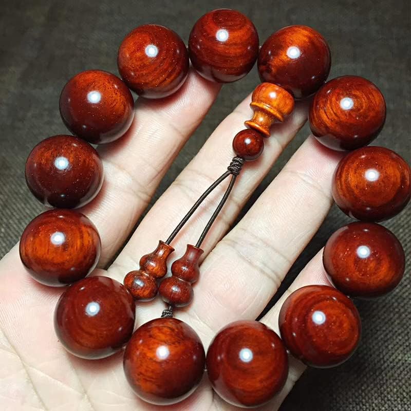 印度小叶紫檀1.8 * 13颗佛珠手串鸡血红带金星高油密玻璃底(小叶紫檀鸡血红带金星)