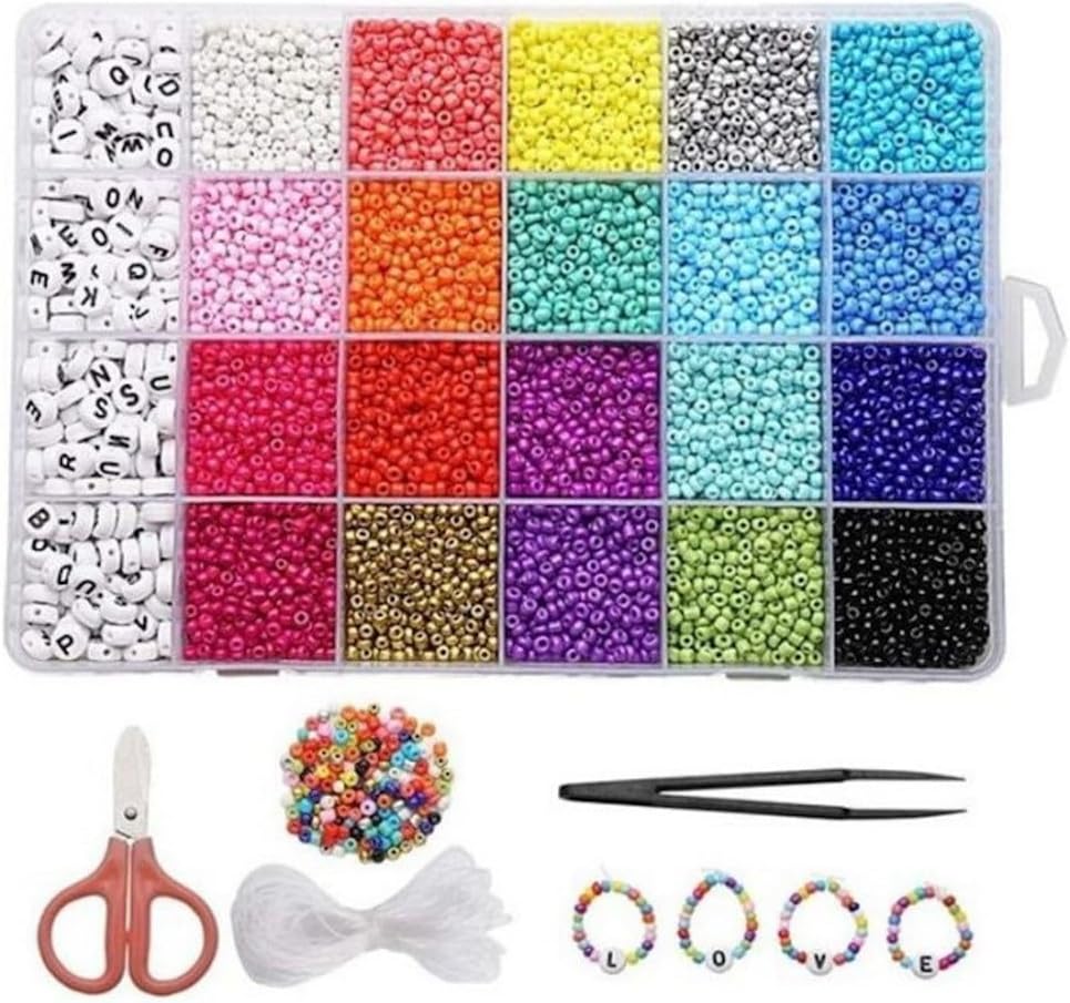 Multicolor 3mm Rice Beads Glass Letter Boxed DIY Jewelry Accessories Set