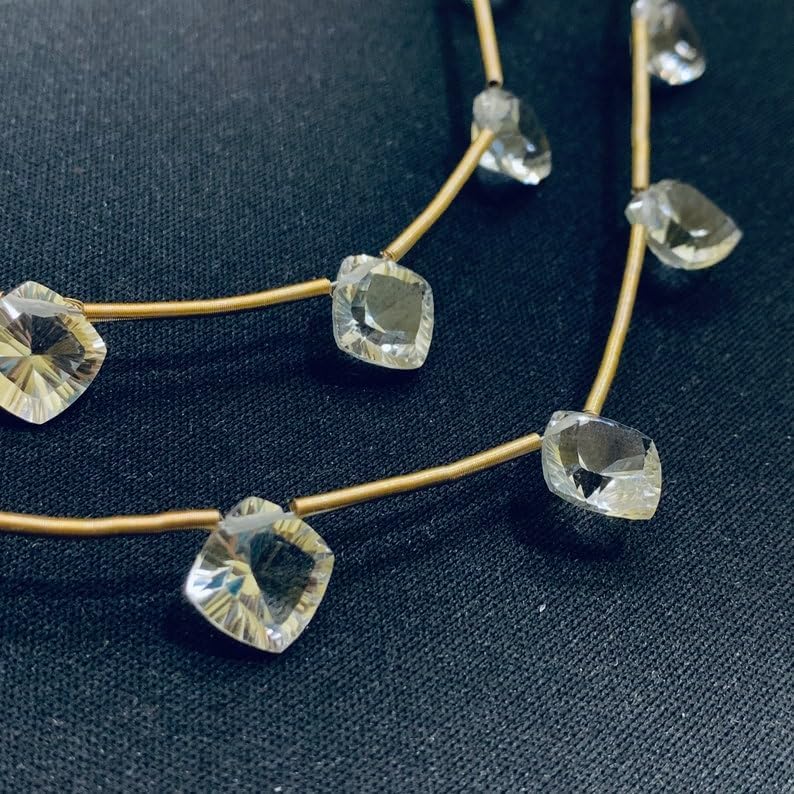 Natural Crystal Quartz sque Faceted Beads 10 mm 7 inch Long String Jewelry Making Gemstone Beads for Necklace Bracelet