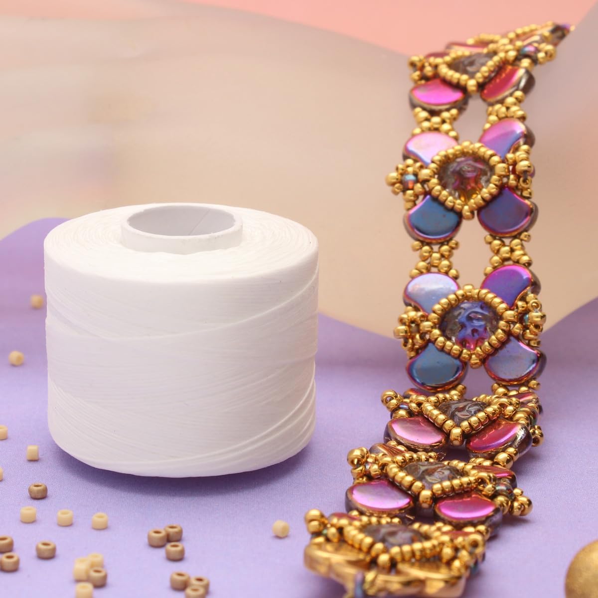 The Beadsmith Nymo Thread – 12-Pack White Color – Size D, .30mm Diameter, 250 Yard/229 Meter Large Spool – Made of Nylon – Bead Embroidery & Weaving, Off Loom & Loom Work and DIY Craft Projects