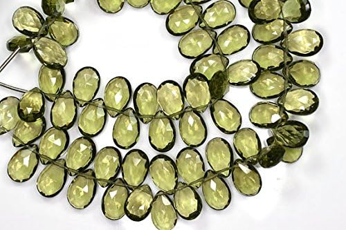 13 inch natural beads strand of 9x14mm faceted pear green amethyst gemstone briolletes beads for DIY jewelry - necklace, bracelet, earring, ring.