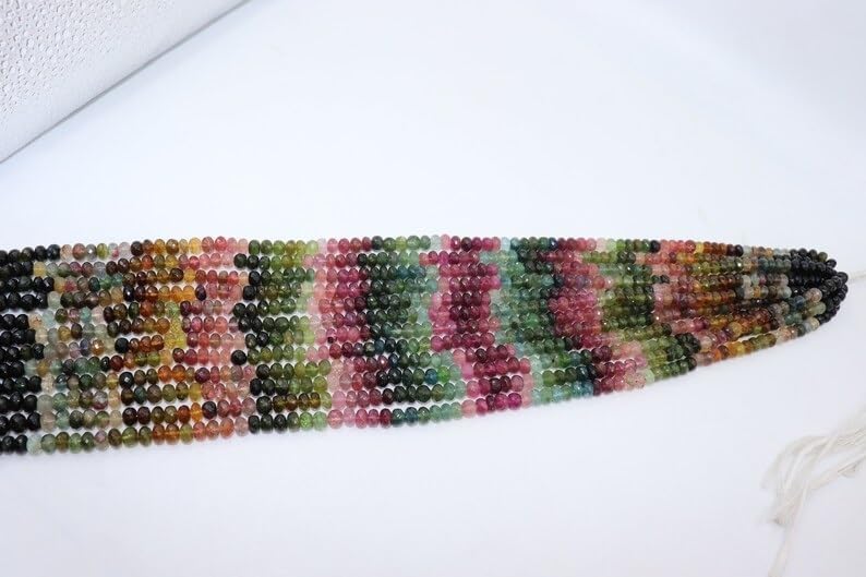 Multi Tourmaline Faceted Rondelle Beads 6.5mm Multi Tourmaline Faceted Rondelle Beads Wholesale Beads for Making Jwelery