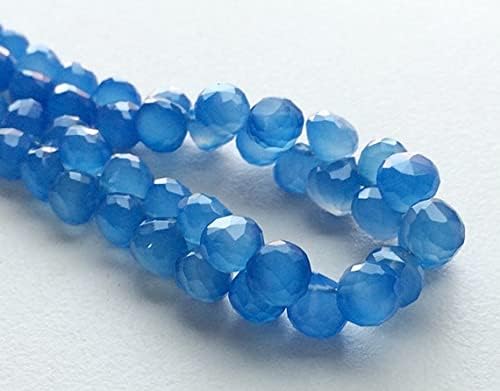 BEADS GEMSTONE 1 Strand Natural Blue Chalceny, Briolette Beads, Blue Onion Beads, Chalceny Beads, Faceted Gemstones, 6-7mm, 8 Inch Code-HIGH-19445